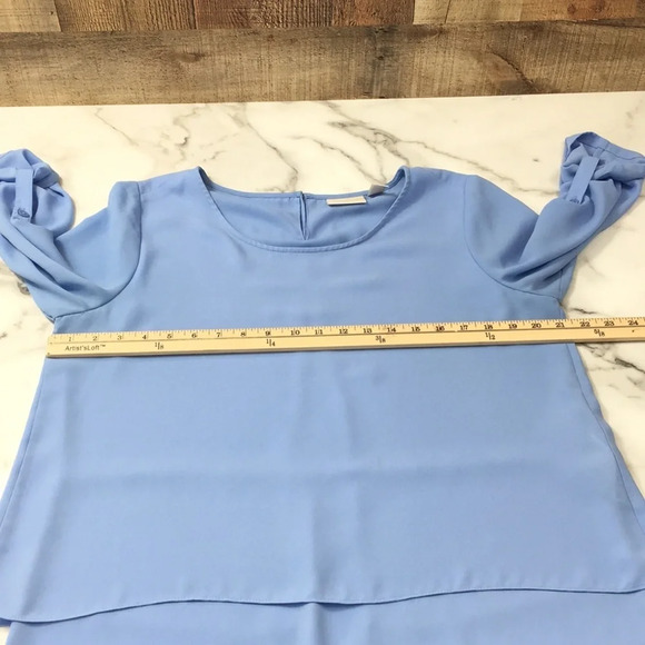 Chico's Blue Kathy Layered Top Womens 1 Medium Split Back Blouse - Picture 8 of 15